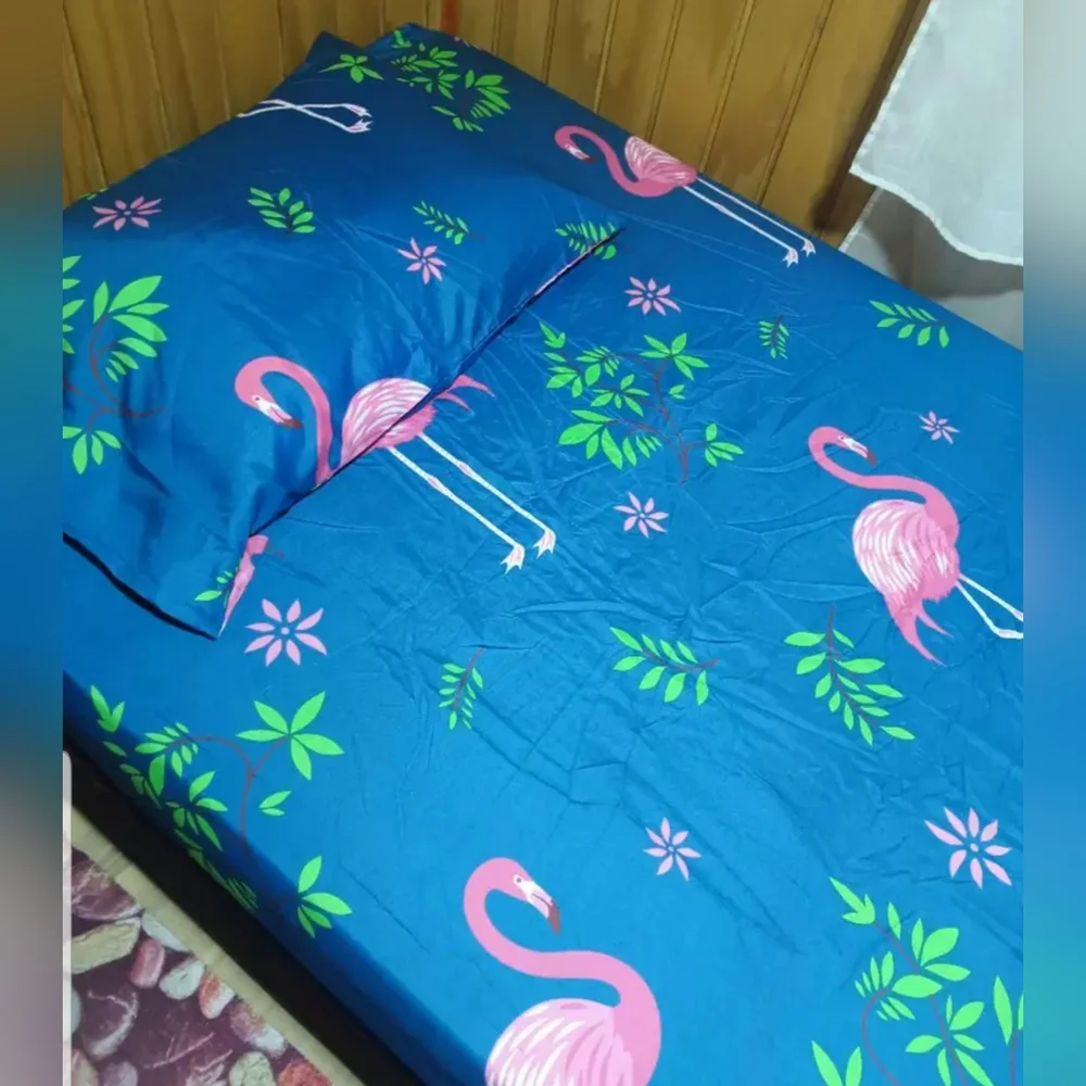 3pc Flamingos Queen Fitted Sheet Set